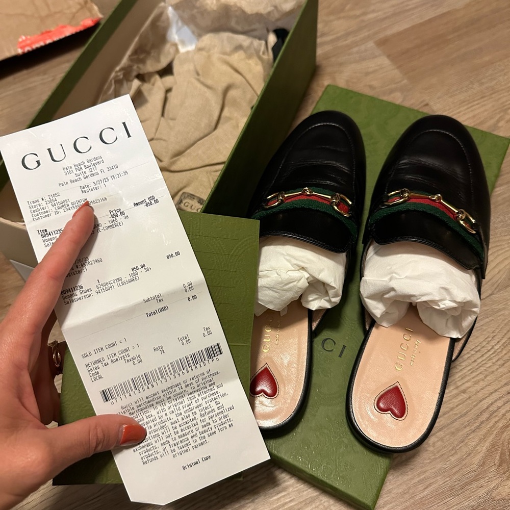 Gucci WOMEN'S PRINCETOWN LEATHER SLIPPER
